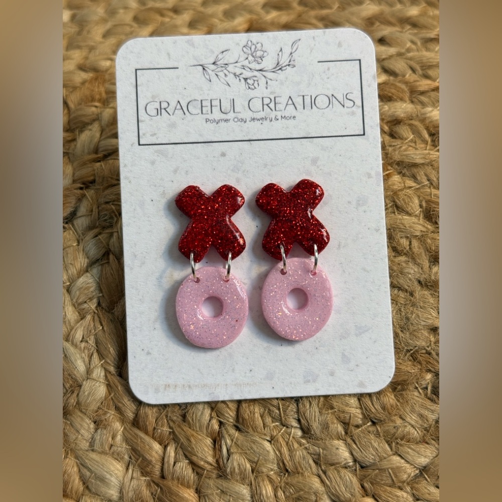 XOXO Polymer Clay Valentines Day Earrings Handmade